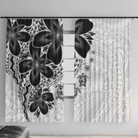 Polynesia Romantic Valentine Window Curtain Sea Turtle Couple With White Plumeria