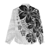 Polynesia Romantic Valentine Women Casual Shirt Sea Turtle Couple With White Plumeria