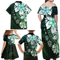 Polynesia Romantic Valentine Family Matching Off Shoulder Maxi Dress and Hawaiian Shirt Sea Turtle Couple With Aqua Gradient Plumeria LT05 - Polynesian Pride