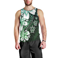 Polynesia Romantic Valentine Men Tank Top Sea Turtle Couple With Aqua Gradient Plumeria