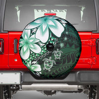 Polynesia Romantic Valentine Spare Tire Cover Sea Turtle Couple With Aqua Gradient Plumeria
