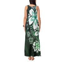 Polynesia Romantic Valentine Tank Maxi Dress Sea Turtle Couple With Aqua Gradient Plumeria