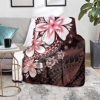 Polynesia Romantic Valentine Blanket Sea Turtle Couple With Red Gradient Plumeria