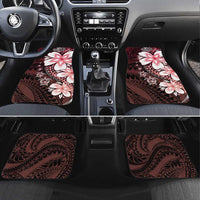 Polynesia Romantic Valentine Car Mats Sea Turtle Couple With Red Gradient Plumeria
