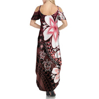 Polynesia Romantic Valentine Family Matching Summer Maxi Dress and Hawaiian Shirt Sea Turtle Couple With Red Gradient Plumeria