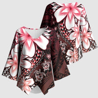 Polynesia Romantic Valentine Kimono Sleeve Blouse Sea Turtle Couple With Red Gradient Plumeria