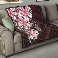 Polynesia Romantic Valentine Quilt Sea Turtle Couple With Red Gradient Plumeria