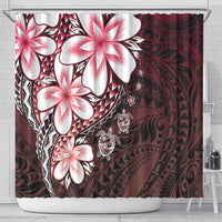 Polynesia Romantic Valentine Shower Curtain Sea Turtle Couple With Red Gradient Plumeria