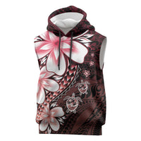 Polynesia Romantic Valentine Sleeveless Hoodie Sea Turtle Couple With Red Gradient Plumeria