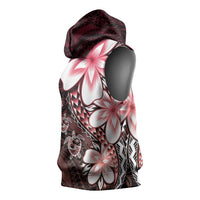 Polynesia Romantic Valentine Sleeveless Hoodie Sea Turtle Couple With Red Gradient Plumeria