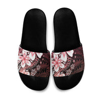 Polynesia Romantic Valentine Slide Sandals Sea Turtle Couple With Red Gradient Plumeria