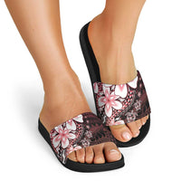 Polynesia Romantic Valentine Slide Sandals Sea Turtle Couple With Red Gradient Plumeria