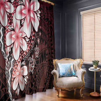 Polynesia Romantic Valentine Window Curtain Sea Turtle Couple With Red Gradient Plumeria