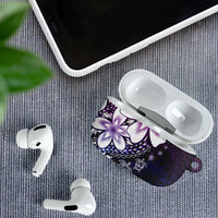 Polynesia Romantic Valentine AirPods Case Sea Turtle Couple With Purple Gradient Plumeria