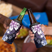 Polynesia Romantic Valentine 4 in 1 Can Cooler Tumbler Sea Turtle Couple With Purple Gradient Plumeria