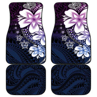 Polynesia Romantic Valentine Car Mats Sea Turtle Couple With Purple Gradient Plumeria