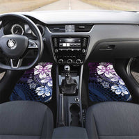Polynesia Romantic Valentine Car Mats Sea Turtle Couple With Purple Gradient Plumeria