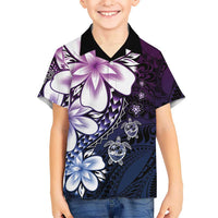 Polynesia Romantic Valentine Family Matching Long Sleeve Bodycon Dress and Hawaiian Shirt Sea Turtle Couple With Purple Gradient Plumeria LT05 Son's Shirt Purple - Polynesian Pride