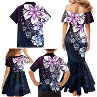 Polynesia Romantic Valentine Family Matching Mermaid Dress and Hawaiian Shirt Sea Turtle Couple With Purple Gradient Plumeria LT05 - Polynesian Pride