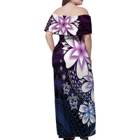 Polynesia Romantic Valentine Family Matching Off Shoulder Maxi Dress and Hawaiian Shirt Sea Turtle Couple With Purple Gradient Plumeria LT05 - Polynesian Pride