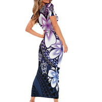 Polynesia Romantic Valentine Family Matching Short Sleeve Bodycon Dress and Hawaiian Shirt Sea Turtle Couple With Purple Gradient Plumeria LT05 - Polynesian Pride