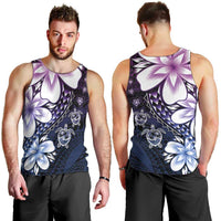 Polynesia Romantic Valentine Men Tank Top Sea Turtle Couple With Purple Gradient Plumeria