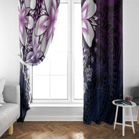 Polynesia Romantic Valentine Window Curtain Sea Turtle Couple With Purple Gradient Plumeria