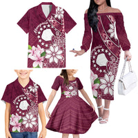 Personalised Cook Island Mangaia Gospel Day Family Matching Off The Shoulder Long Sleeve Dress and Hawaiian Shirt Floral Tribal Pattern LT05 - Polynesian Pride