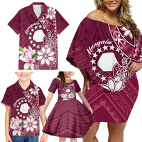 Personalised Cook Island Mangaia Gospel Day Family Matching Off Shoulder Short Dress and Hawaiian Shirt Floral Tribal Pattern LT05 - Polynesian Pride