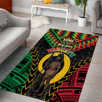 Vanuatu 46th Anniversary Independence Day Area Rug Melanesian Warrior With Sand Drawing Pattern LT05 - Polynesian Pride