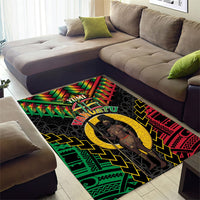 Vanuatu 46th Anniversary Independence Day Area Rug Melanesian Warrior With Sand Drawing Pattern LT05 - Polynesian Pride