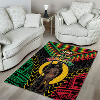 Vanuatu 46th Anniversary Independence Day Area Rug Melanesian Warrior With Sand Drawing Pattern LT05 - Polynesian Pride