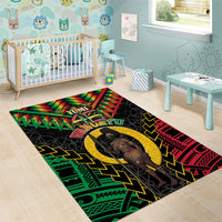 Vanuatu 46th Anniversary Independence Day Area Rug Melanesian Warrior With Sand Drawing Pattern LT05 - Polynesian Pride