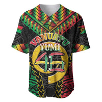 Vanuatu 46th Anniversary Independence Day Baseball Jersey Melanesian Warrior With Sand Drawing Pattern LT05 Black - Polynesian Pride