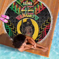 Vanuatu 46th Anniversary Independence Day Beach Blanket Melanesian Warrior With Sand Drawing Pattern LT05 - Polynesian Pride
