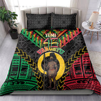 Vanuatu 46th Anniversary Independence Day Bedding Set Melanesian Warrior With Sand Drawing Pattern LT05 - Polynesian Pride