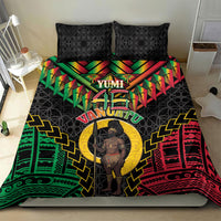 Vanuatu 46th Anniversary Independence Day Bedding Set Melanesian Warrior With Sand Drawing Pattern LT05 - Polynesian Pride
