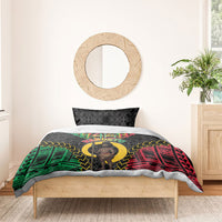 Vanuatu 46th Anniversary Independence Day Bedding Set Melanesian Warrior With Sand Drawing Pattern LT05 - Polynesian Pride