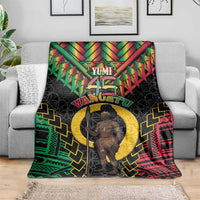 Vanuatu 46th Anniversary Independence Day Blanket Melanesian Warrior With Sand Drawing Pattern LT05 - Polynesian Pride