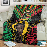 Vanuatu 46th Anniversary Independence Day Blanket Melanesian Warrior With Sand Drawing Pattern LT05 - Polynesian Pride
