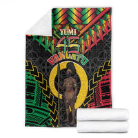 Vanuatu 46th Anniversary Independence Day Blanket Melanesian Warrior With Sand Drawing Pattern LT05 - Polynesian Pride