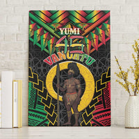 Vanuatu 46th Anniversary Independence Day Canvas Wall Art Melanesian Warrior With Sand Drawing Pattern LT05 Without Frame Black - Polynesian Pride