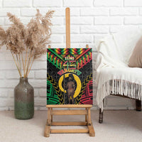 Vanuatu 46th Anniversary Independence Day Canvas Wall Art Melanesian Warrior With Sand Drawing Pattern LT05 - Polynesian Pride