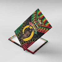 Vanuatu 46th Anniversary Independence Day Canvas Wall Art Melanesian Warrior With Sand Drawing Pattern LT05 With Frame Black - Polynesian Pride