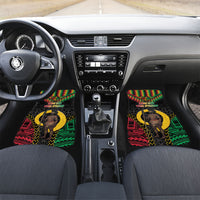 Vanuatu 46th Anniversary Independence Day Car Mats Melanesian Warrior With Sand Drawing Pattern LT05 Set 2pcs - Front Black - Polynesian Pride