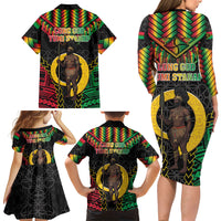 Vanuatu 46th Anniversary Independence Day Family Matching Long Sleeve Bodycon Dress and Hawaiian Shirt Melanesian Warrior With Sand Drawing Pattern LT05 - Polynesian Pride