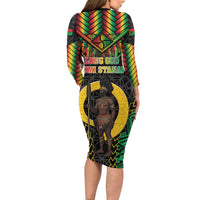 Vanuatu 46th Anniversary Independence Day Family Matching Long Sleeve Bodycon Dress and Hawaiian Shirt Melanesian Warrior With Sand Drawing Pattern LT05 - Polynesian Pride