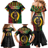 Vanuatu 46th Anniversary Independence Day Family Matching Mermaid Dress and Hawaiian Shirt Melanesian Warrior With Sand Drawing Pattern LT05 - Polynesian Pride