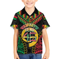 Vanuatu 46th Anniversary Independence Day Family Matching Mermaid Dress and Hawaiian Shirt Melanesian Warrior With Sand Drawing Pattern LT05 Son's Shirt Black - Polynesian Pride