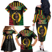 Vanuatu 45th Anniversary Independence Day Family Matching Off The Shoulder Long Sleeve Dress and Hawaiian Shirt Melanesian Warrior With Sand Drawing Pattern LT05 - Polynesian Pride
